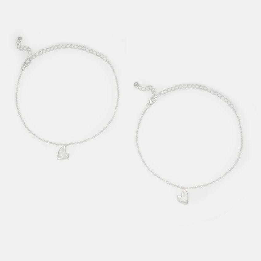 You and Your Dramatic Hand Gestures Heart Anklets in 925 Silver