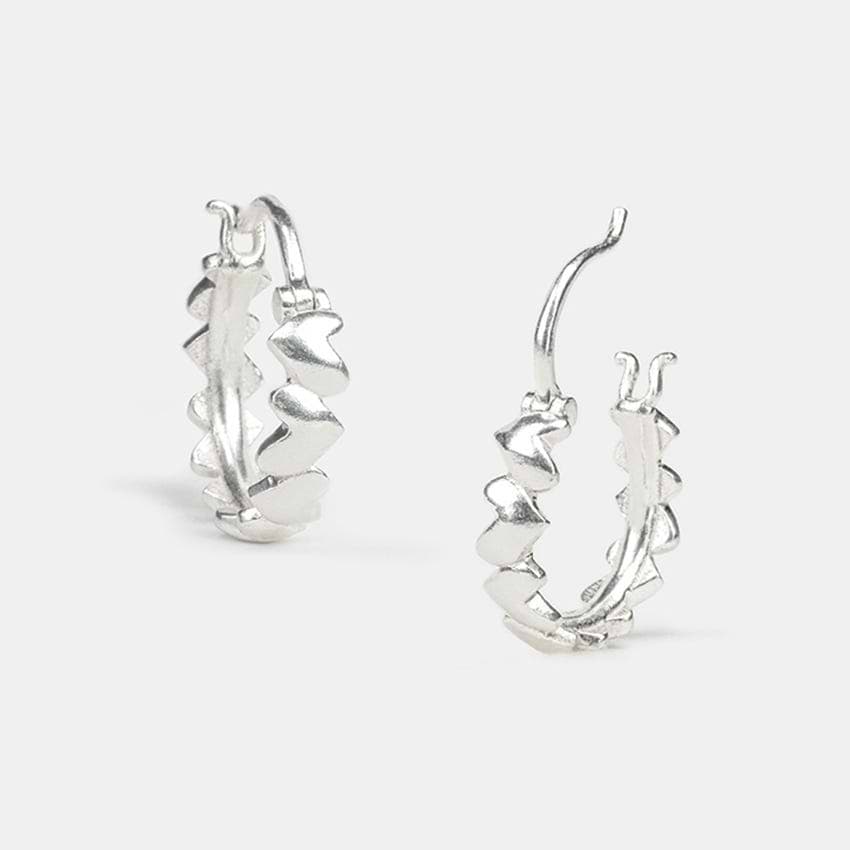 You and Your Happy Squeals Heart Hoop Earrings in 925 Silver