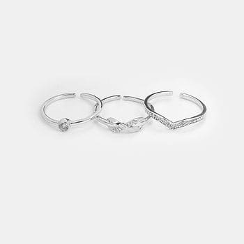 Infinite Laughter Stackable Rings in Rhodium Plated 925 Silver (Set of 3)
