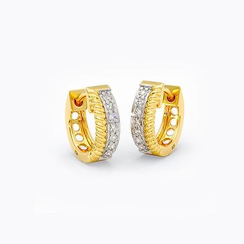 Shining Gold Plated 925 Silver Diamond Hoop Earrings