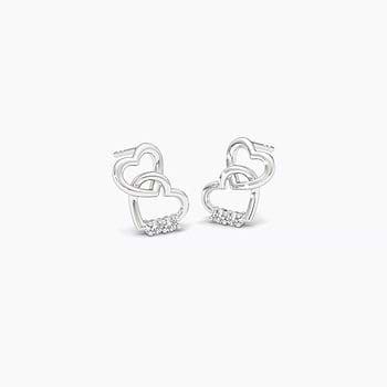 Embrace 925 Silver Diamond Stud Earrings