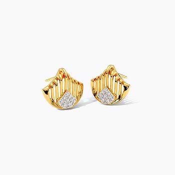 Aura Gold Plated 925 Silver Diamond Stud Earrings