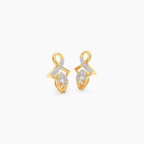 Journey Gold Plated 925 Silver Diamond Stud Earrings