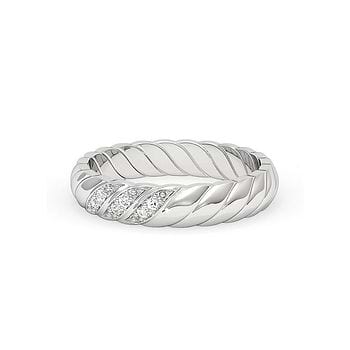Knot 925 Silver Diamond Men's Ring