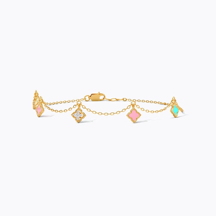 Rays 925 Silver Diamond Gold-Plated Bracelet