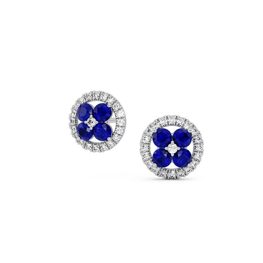 Blue Cluster Gemstone Stud Earrings