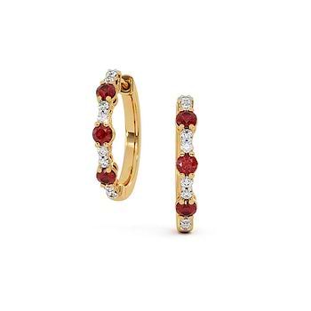 Crimson Orbit Gemstone Hoop Earrings