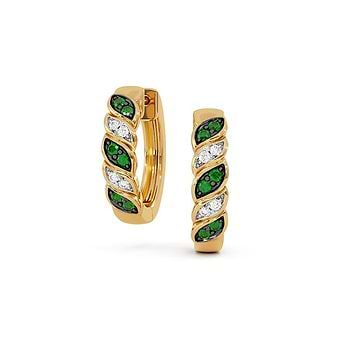 Gilded Ripple Gemstone Hoop Earrings