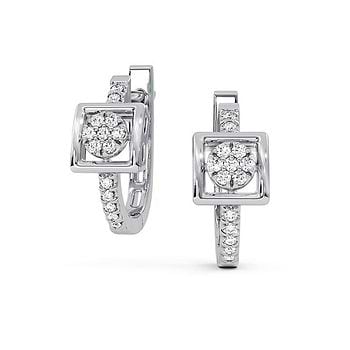Open Window Sparkle Diamond Hoop Earrings
