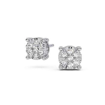 Shimmering White Cubes Diamond Stud Earrings