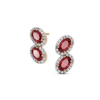 Ruby Blossom Gemstone Stud Earrings