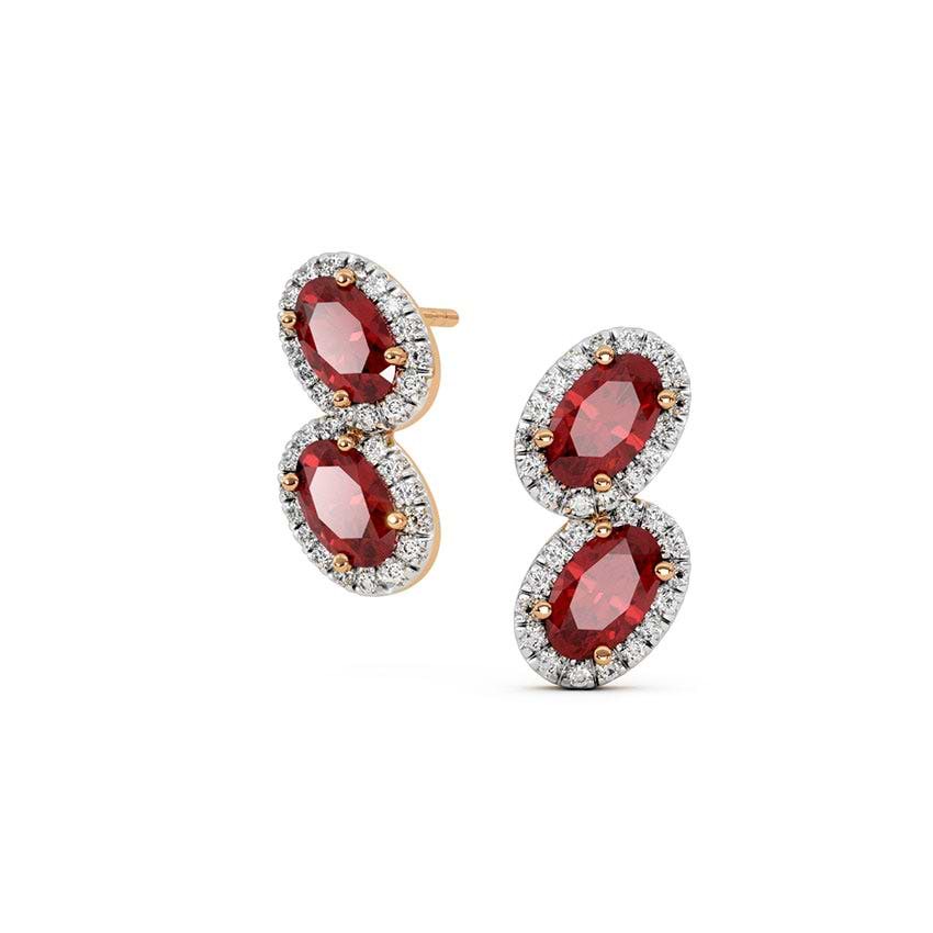 Ruby Blossom Gemstone Stud Earrings