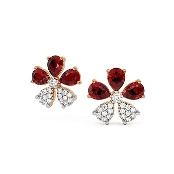 Aura of Fiery Flora Gemstone Stud Earrings