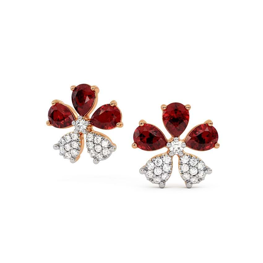 Aura of Fiery Flora Gemstone Stud Earrings