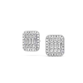 Gleaming Medallion Hoops Diamond Stud Earrings
