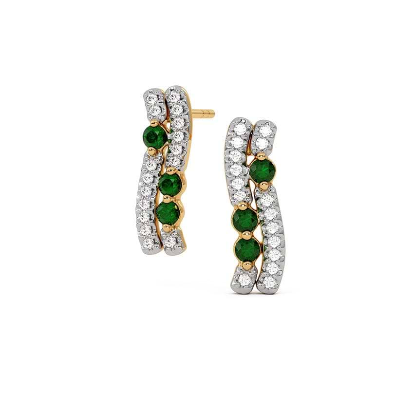 Celestial Vine of Emeralds Gemstone Stud Earrings