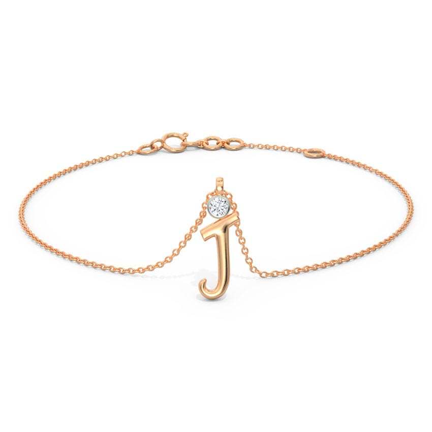 Alphabet J Charm Diamond Bracelet