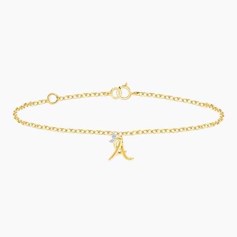 Leafy Alphabet A Diamond Bracelet