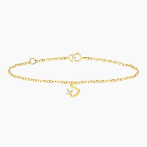 Leafy Alphabet S Diamond Bracelet