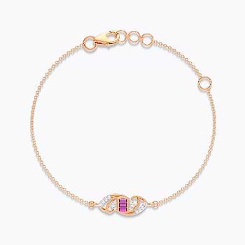 Pink Ribbon Gemstone Chain Bracelet