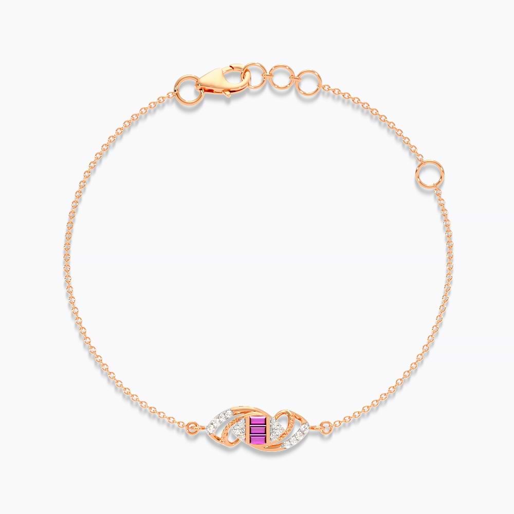 Pink Ribbon Gemstone Chain Bracelet
