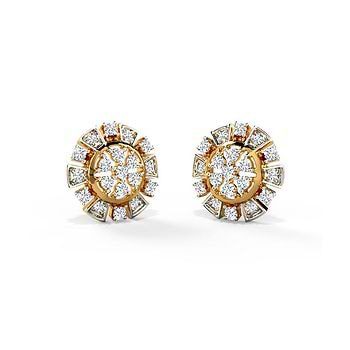 Antique Sun Diamond Stud Earrings