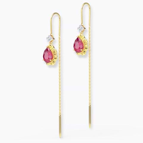 Carmine Gemstone Drop Sui Dhaga Earrings