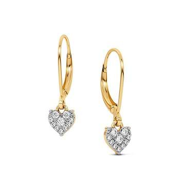 Heart Dangle Hoops Diamond Earrings