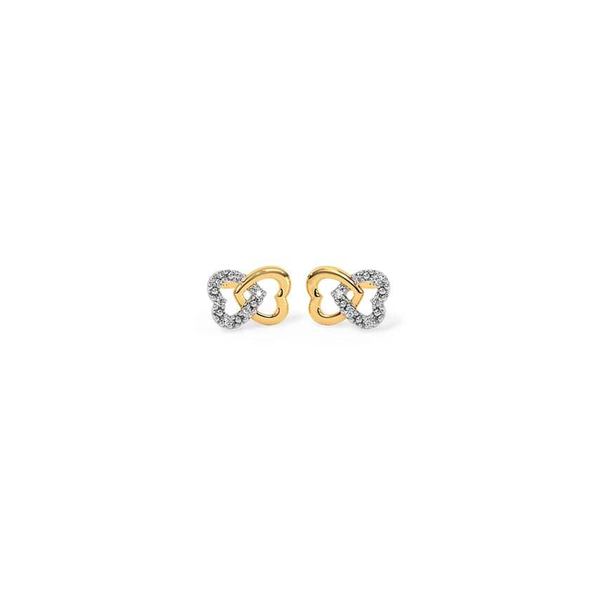 Interlinked Hearts Diamond Stud Earrings