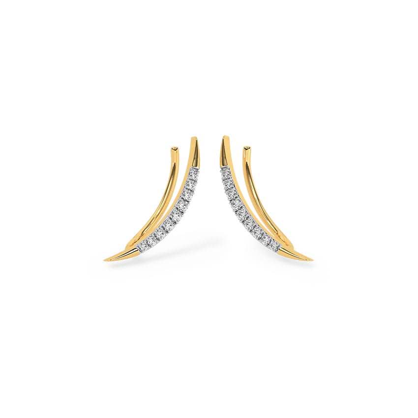 Crescent Line Diamond Earcuffs