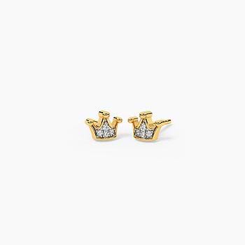 Dainity Crown Diamond Stud Earrings