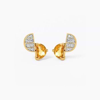 Gilded Gleam Gemstone Stud Earrings