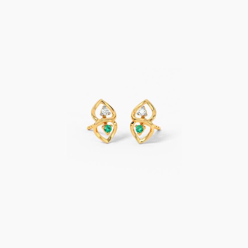 Leafy Link Diamond Stud Earrings