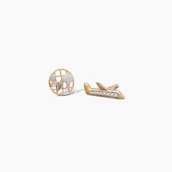 Aero Globe Mismatched Gold Stud Earrings