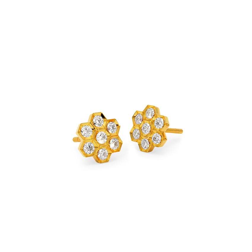 Bloom 22KT Diamond Stud Earrings