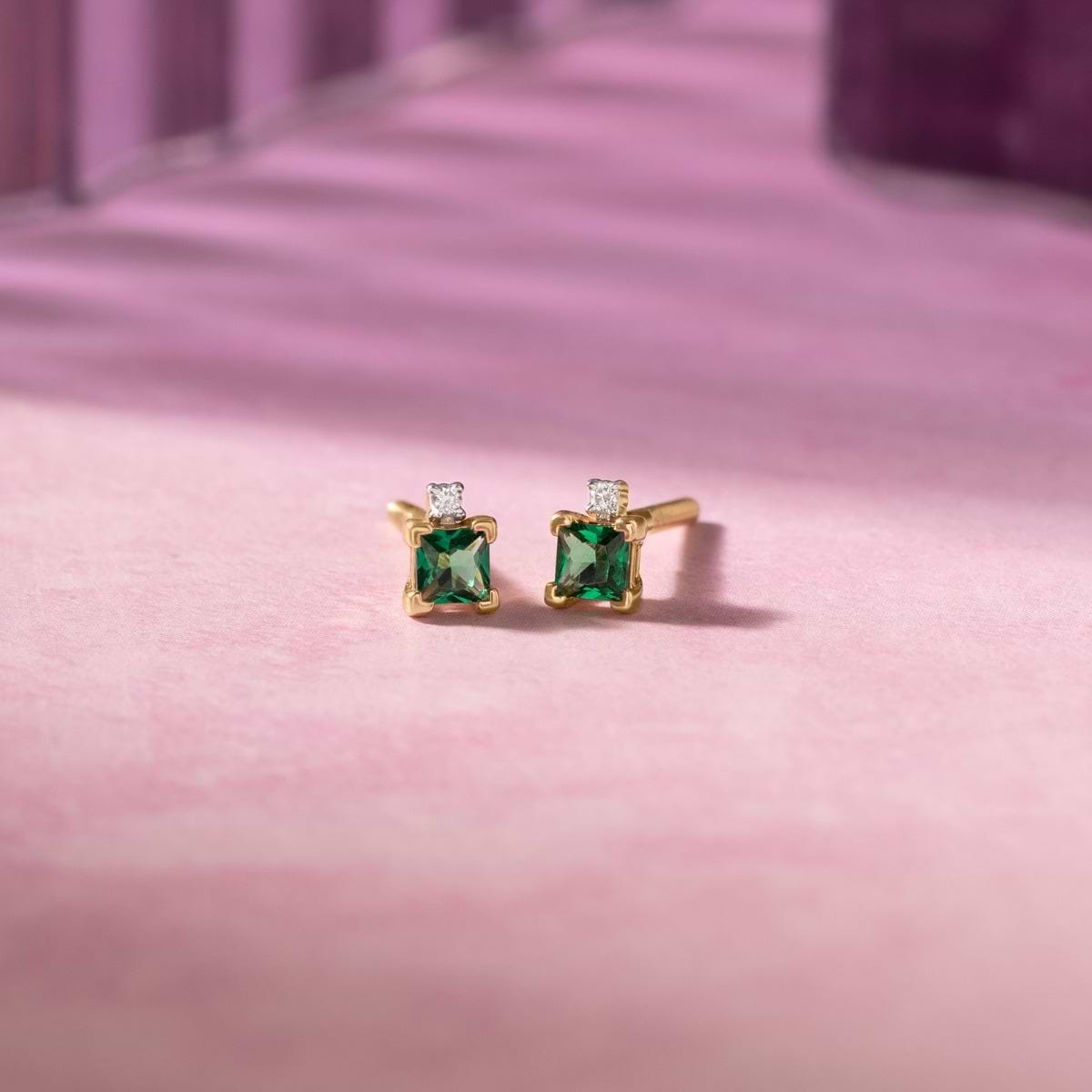 Petite Spark 10KT Gemstone Stud Earrings