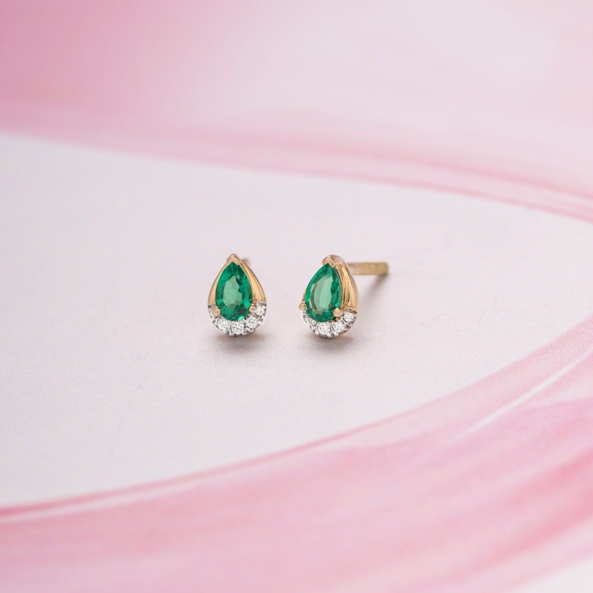 Tiny Pear 10KT Gemstone Stud Earrings