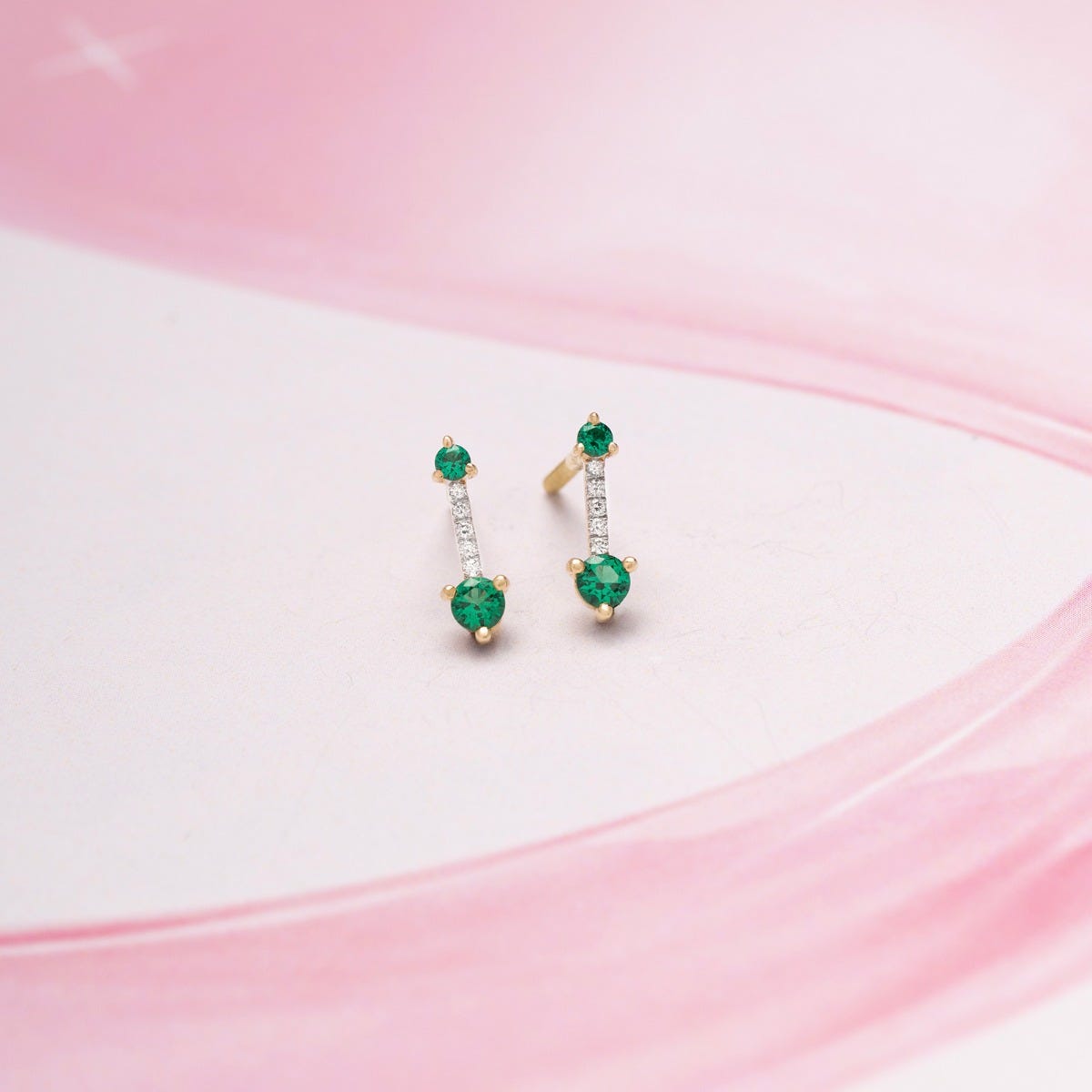 Green Dots 10KT Gemstone Stud Earrings