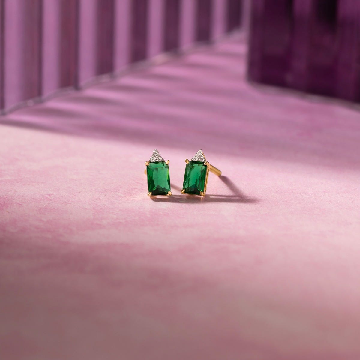 Sage Square 10KT Gemstone Stud Earrings