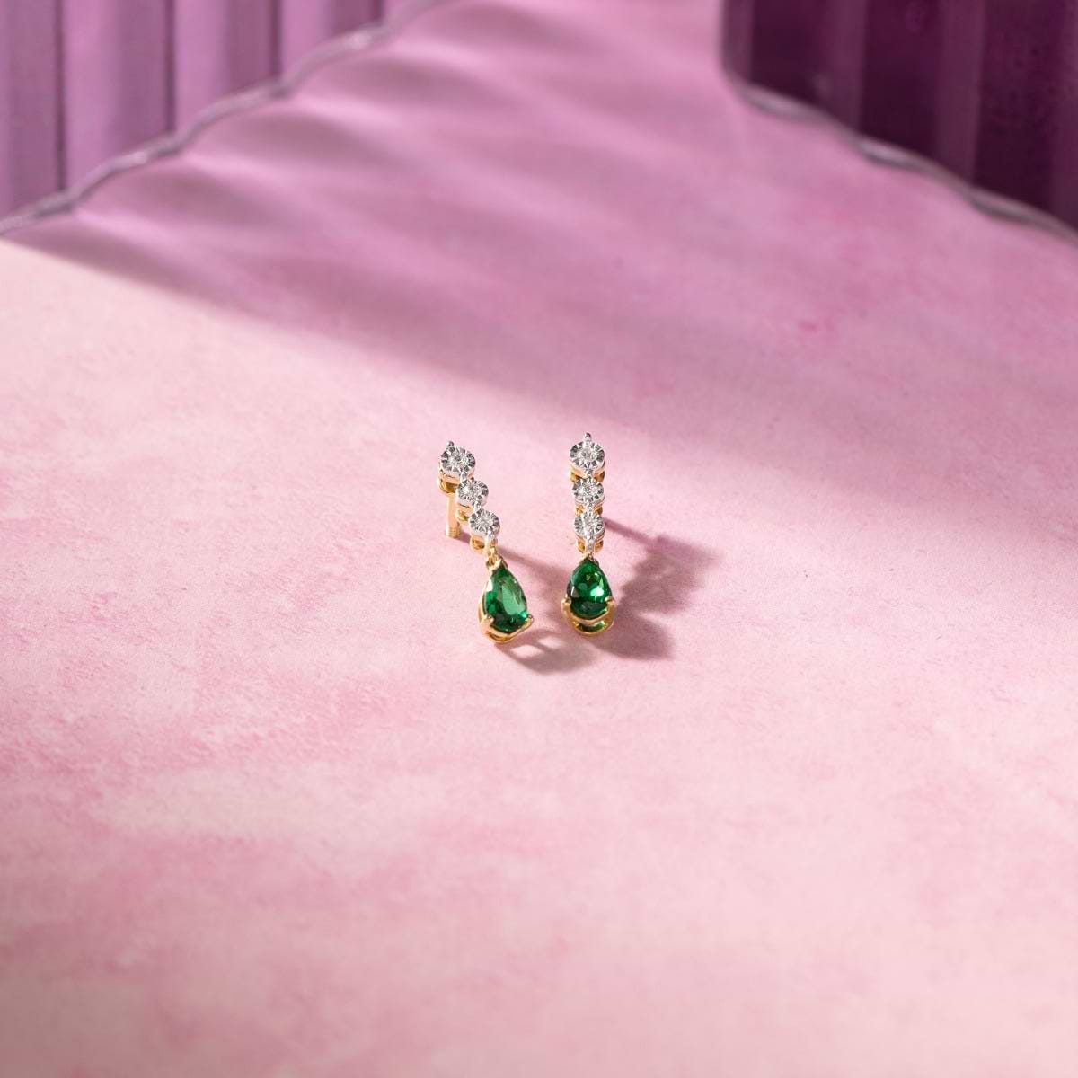 Pear Sage 10KT Gemstone Drop Earrings