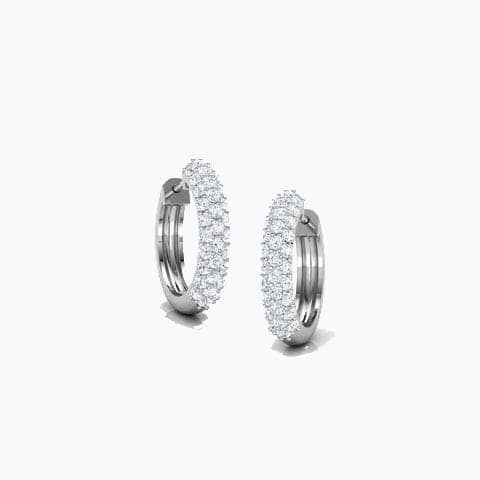 Stacked Stones Diamond Hoop Earrings