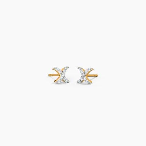 Cross Diamond Stud Earrings