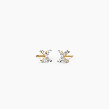Cross Diamond Stud Earrings