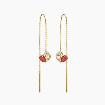 Dazzling Heart Gemstone Sui Dhaga Earrings