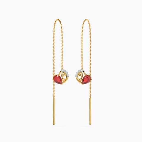 Dazzling Heart Gemstone Sui Dhaga Earrings