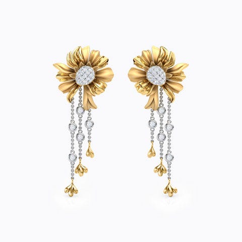 Aster Bloom Diamond Drop Earrings