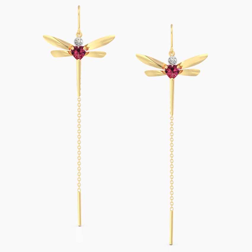 Dragonfly Gemstone Sui Dhaga Earrings