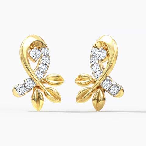 Twine Fern Diamond Stud Earrings