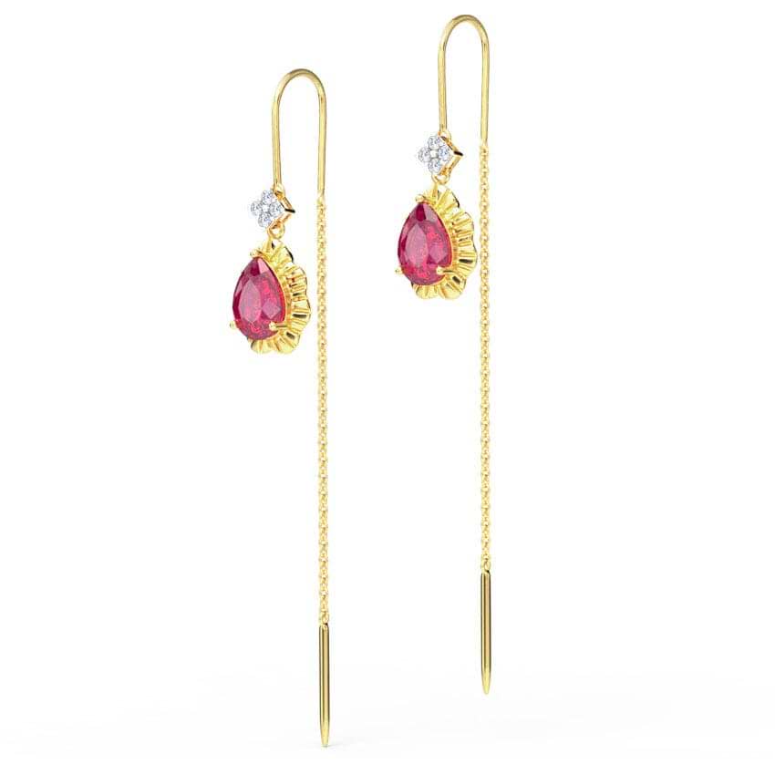Carmine Gemstone Drop Sui Dhaga Earrings For Women