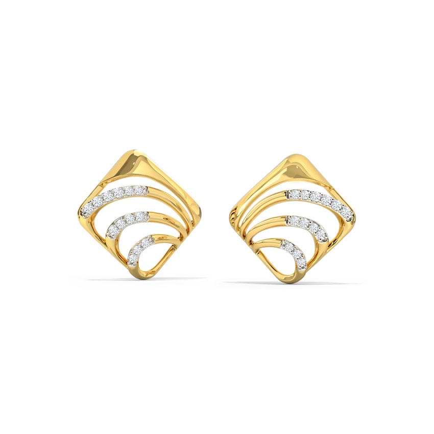 Curvy Quad Diamond Stud Earrings